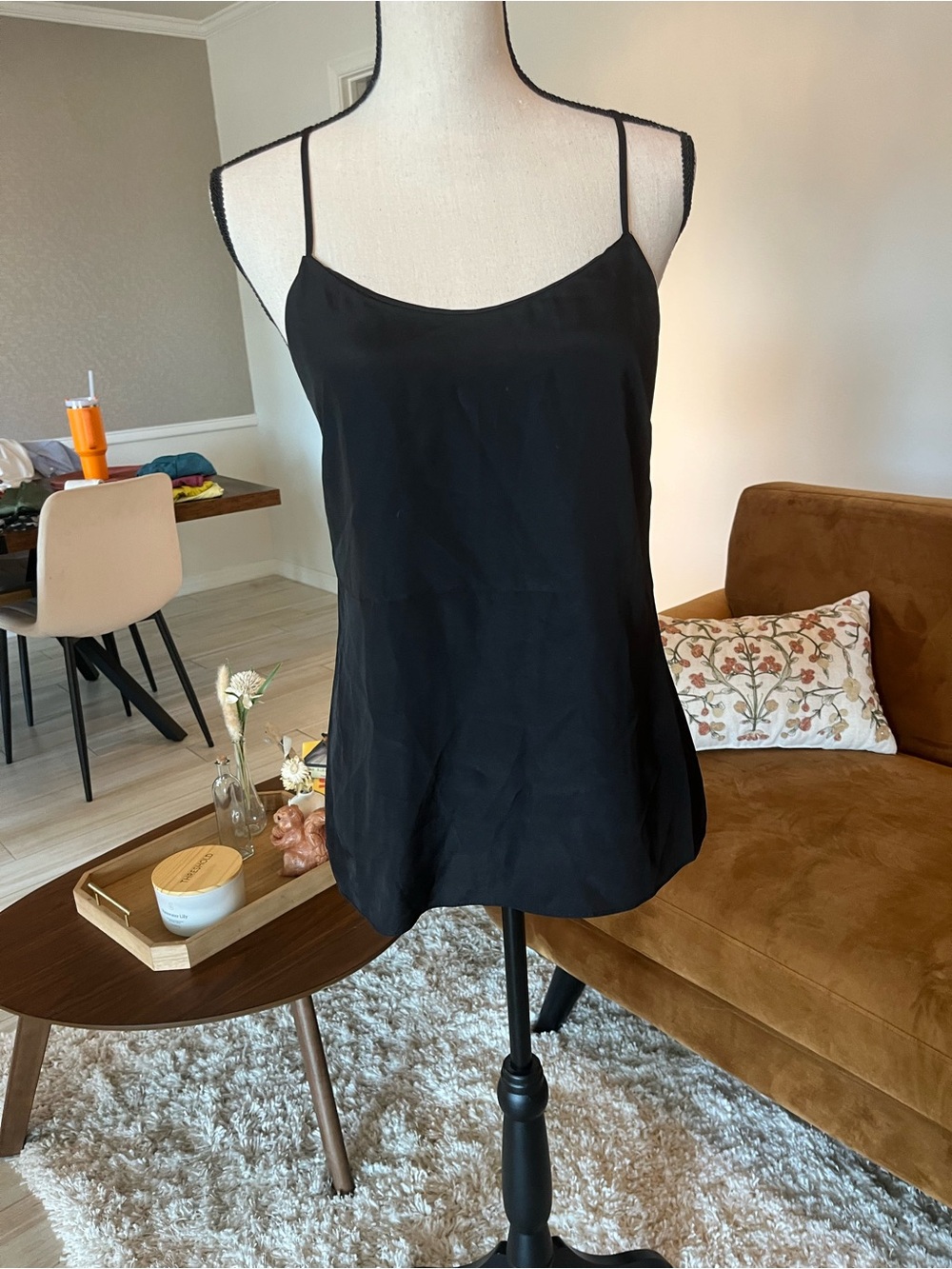 J. Crew Black Satin Spaghetti-Strap Camisole